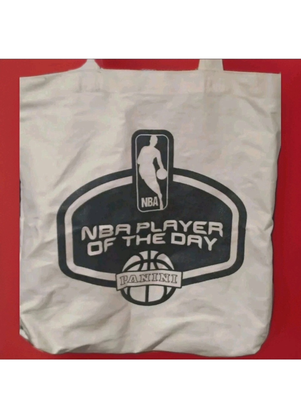 Panini White Canvas Tote with Black NBA Player Graphic